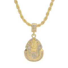 Snake Crown Pharaoh Pendant 24" Rope Chain Hip Hop 18k Jewelry