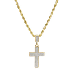 Stardust Cross Pendant 24" Rope Chain Men's Hip Hop Style 18k Jewelry Necklace