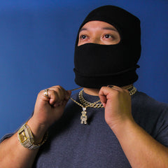 Blue Bowtie Bear Pendant Rope Necklace Chain Men's Hip Hop 18k Cz Jewelry