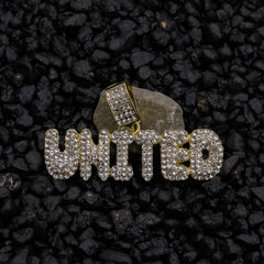United Word Pendant 24" Rope Chain Hip Hop Style 18k Gold Plated