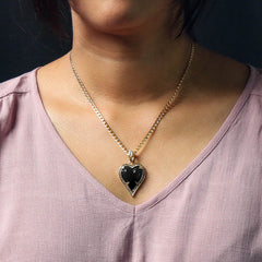 Black Heart Women's Jade Chain Pendant Necklace