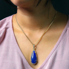 Blue Tear Women's Jade Cuban Chain Pendant Necklace