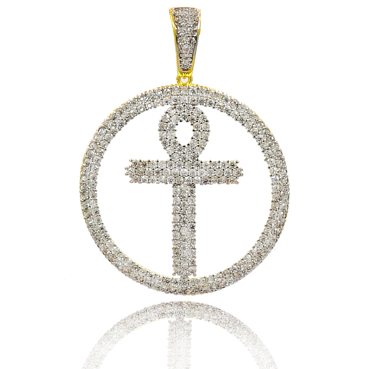 CZ ANKH PENDANT WITH FREE CHAIN AND EARRINGS