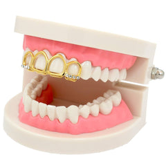 GOLD TOP GRILLZ 4 OPEN TOOTH ICED OUT