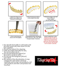 GRILLZ SET GOLD 3 ROW CLEAR