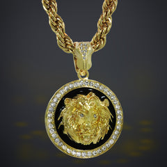 The Lion Coin Necklace Gold/Blk