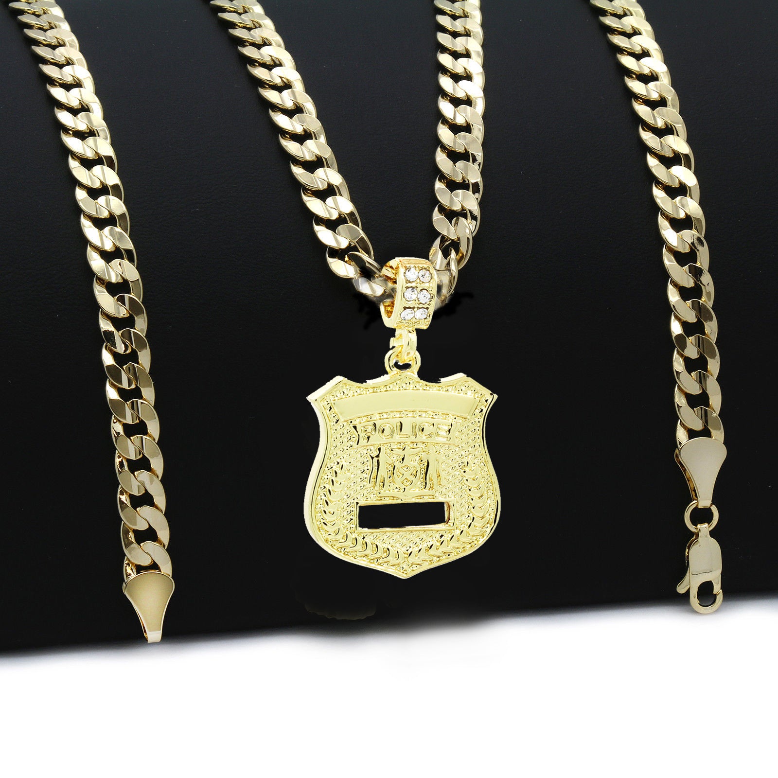 Small Chain Pendants | The Police Badge Necklace | BlingKingstar ...