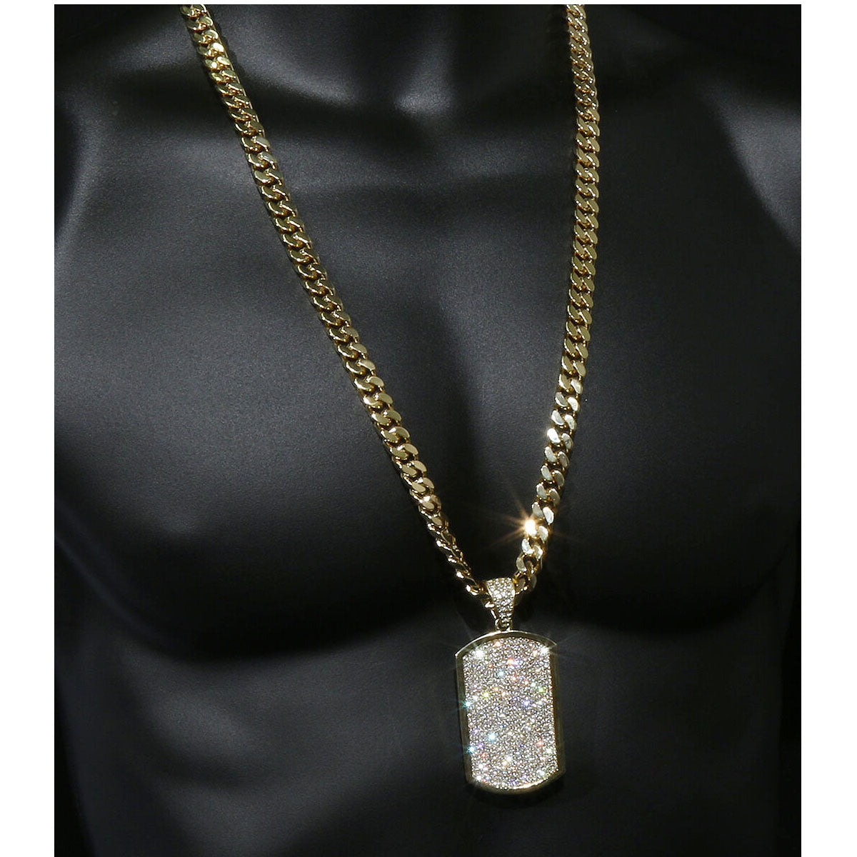 Gold Dog Tag Cz NECKLACE