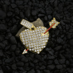 Arrow & Heart Pendant Rope Chain Men's Hip Hop 18k Cz Jewelry Necklace