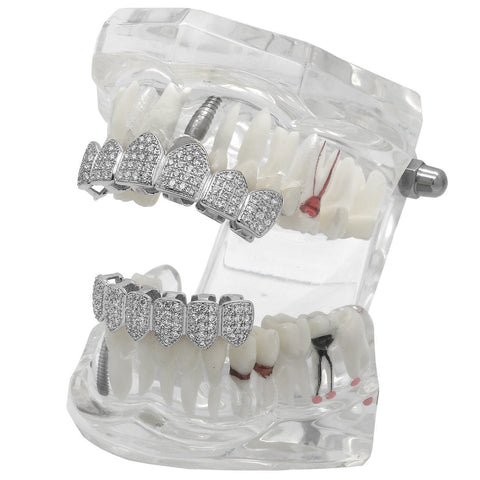 GRILLZ SET WHITE GOLD FULLY ICED OUT