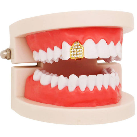 GOLD GRILLZ SINGLE TOOTH CZ GAP