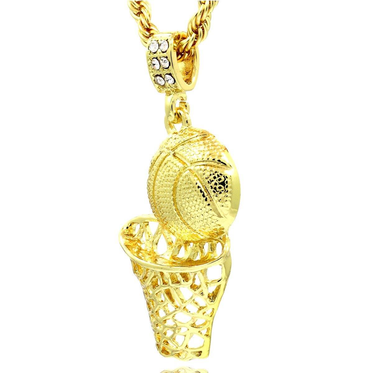 BASKET PLAIN PENDANT WITH GOLD ROPE CHAIN