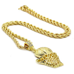 BASKET PLAIN PENDANT WITH GOLD ROPE CHAIN