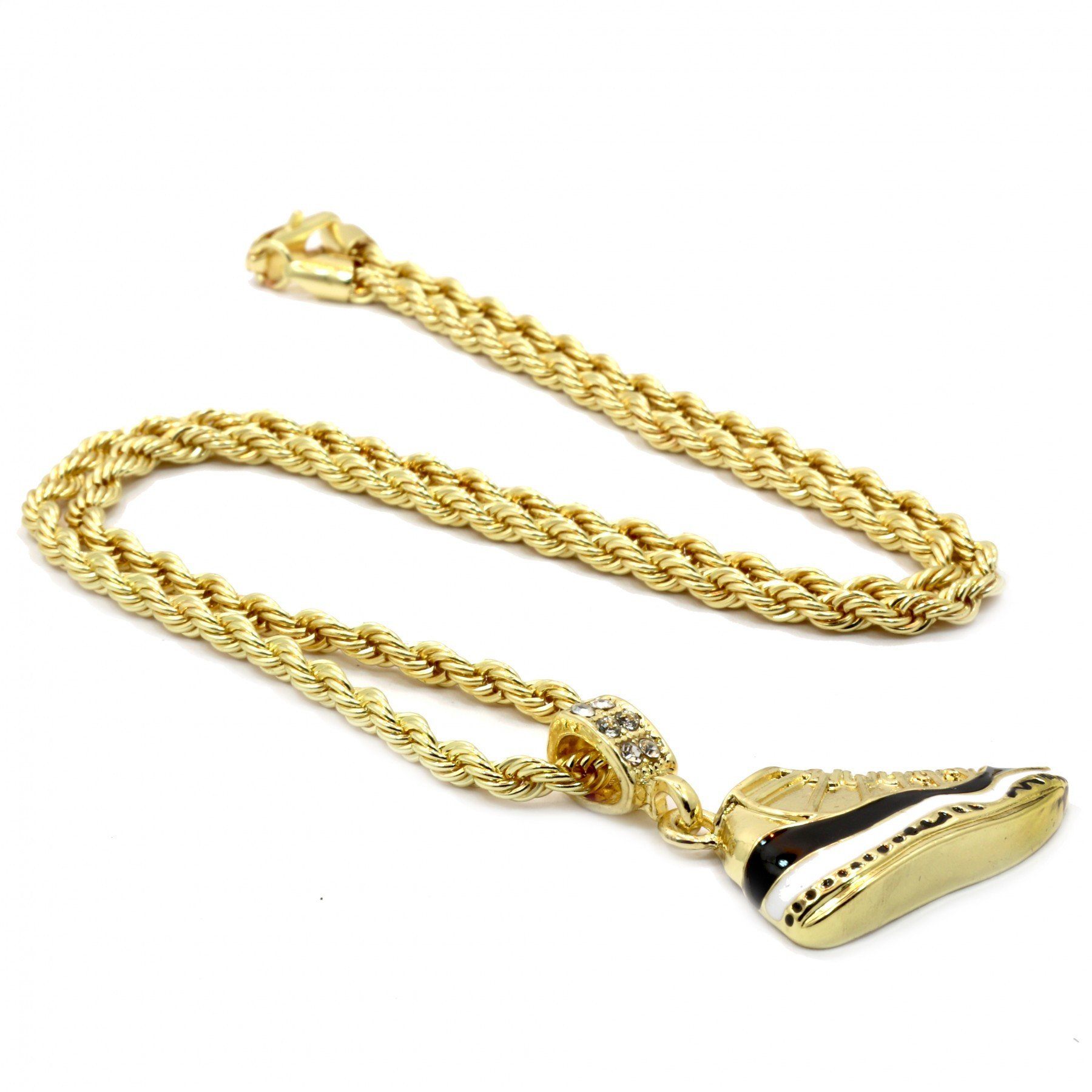 14K GOLD PLATED RETRO 11 "CONCORD" PENDANT WITH GOLD ROPE CHAIN
