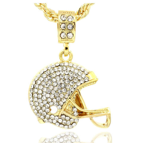 HELMET PENDANT WITH GOLD ROPE CHAIN