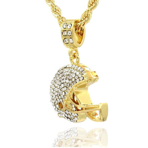 HELMET PENDANT WITH GOLD ROPE CHAIN