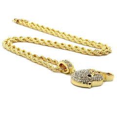 HELMET PENDANT WITH GOLD ROPE CHAIN