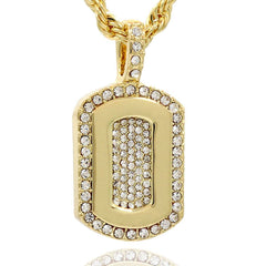 DOG TAG PENDANT WITH GOLD ROPE CHAIN