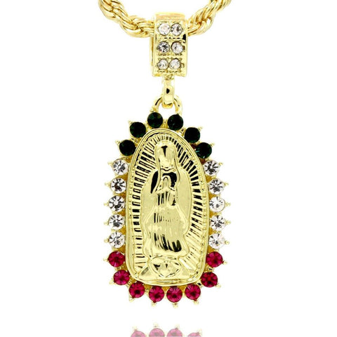 LUPE COLOR CZ PENDANT WITH GOLD ROPE CHAIN