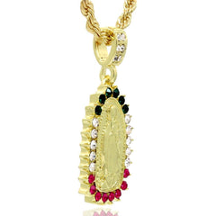 LUPE COLOR CZ PENDANT WITH GOLD ROPE CHAIN
