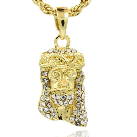 MINI JESUS PENDANT WITH GOLD ROPE CHAIN