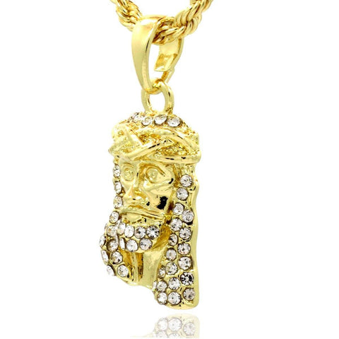 MINI JESUS PENDANT WITH GOLD ROPE CHAIN