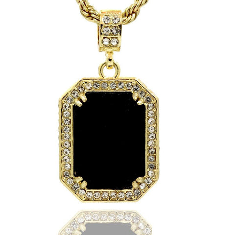 BLACK RUBY PENDANT WITH GOLD ROPE CHAIN