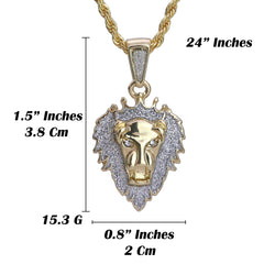 Micro Stardust Lion Pendant 24" Rope Chain Hip Hop Style 18k Gold PT