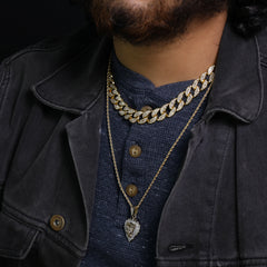 Micro Stardust Lion Pendant 24" Rope Chain Hip Hop Style 18k Gold PT