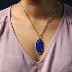Blue Cylinder Women's Jade Chain Pendant Necklace
