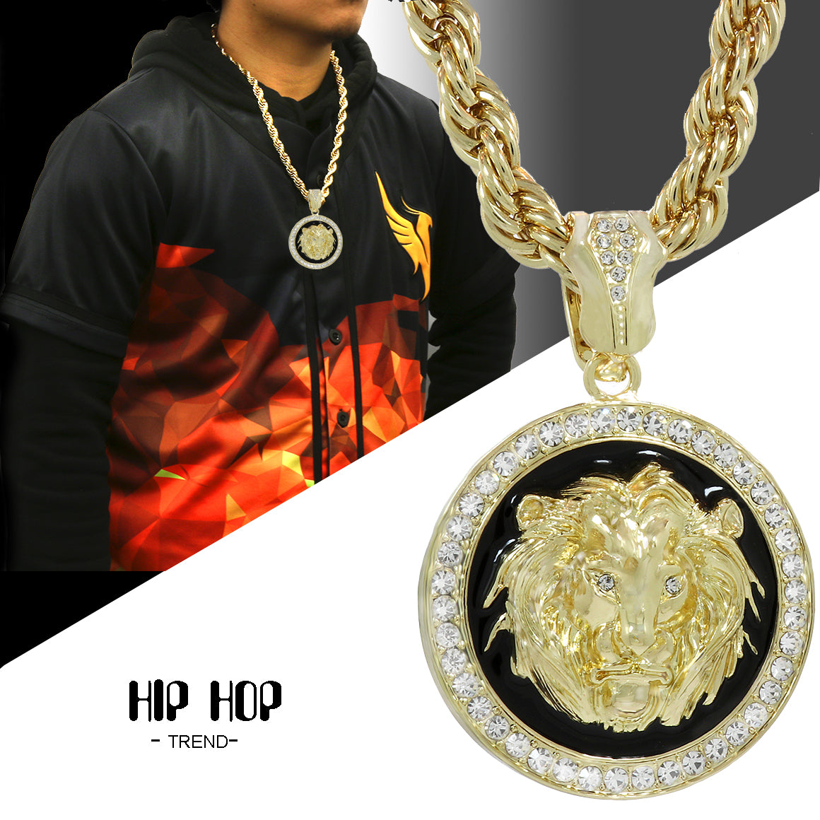 Women's Gold Plated Lion Choker Necklace - Chunky Chain, Crystal & Enamel Pendant For Costume & Party