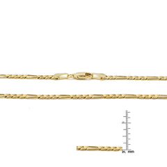 14K GOLD FINISH 3 MM/24" FIGARO LINK CHAIN NECKLACE SLIM