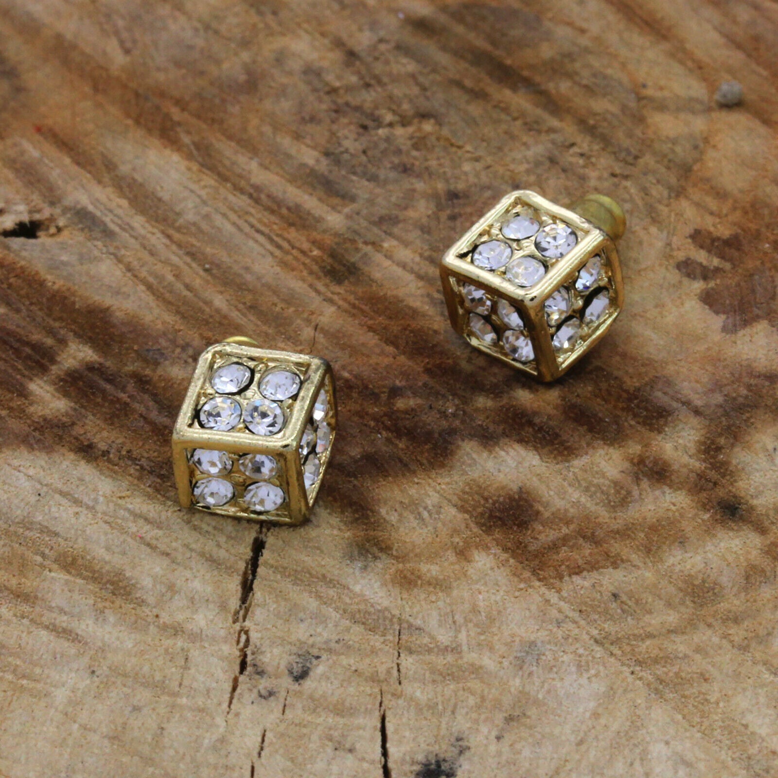 Cz Dice GOLD FILLED EARRINGS