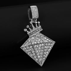 Cubic-Zirconia Crown Diamond Pendant Silver Plated Two Tennis 18", 20" Chain
