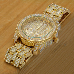 Gold Fully Ice Out Praying Hand Watch