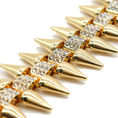 High Fashion Gold Plated AAA Spiky Tennis Chains & Cz Goat Head Red Eyes Pendant