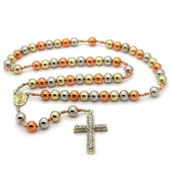 3 TONE ROSE GOLD, SILVER & GOLD 15mm  GUADALUPE ROSARY