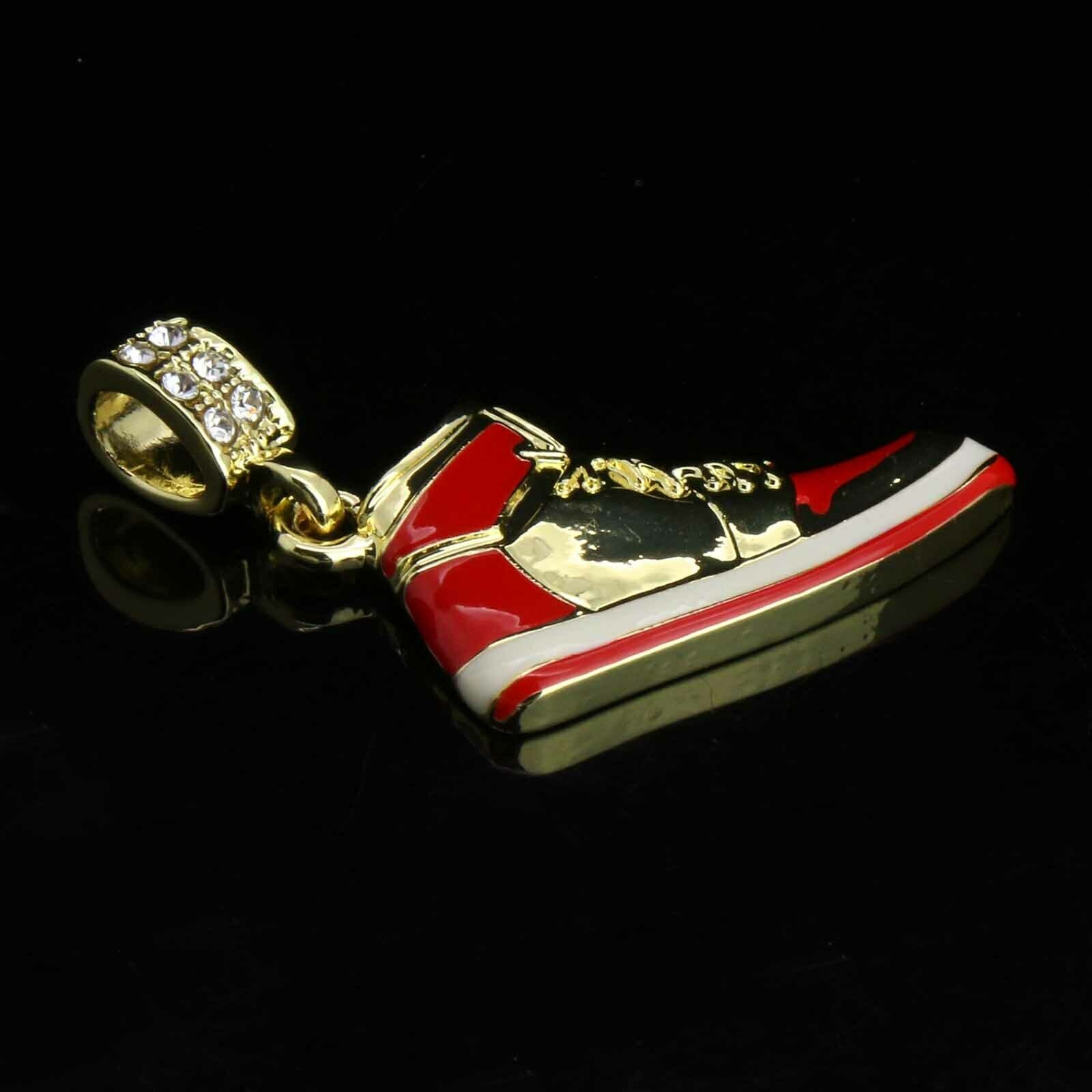 Red Retro Shoe 14k Gold Pendant 20" Inch 4mm Rope Choker Chain