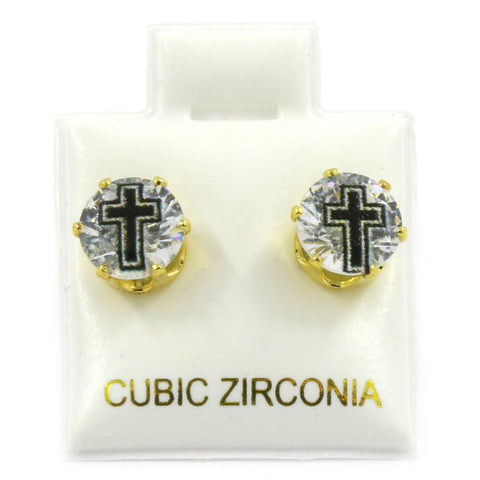 Gold Cz Black Cross Stamp