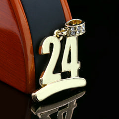 Gold #24 Jump Man Basketball Pendant with Rope Chain