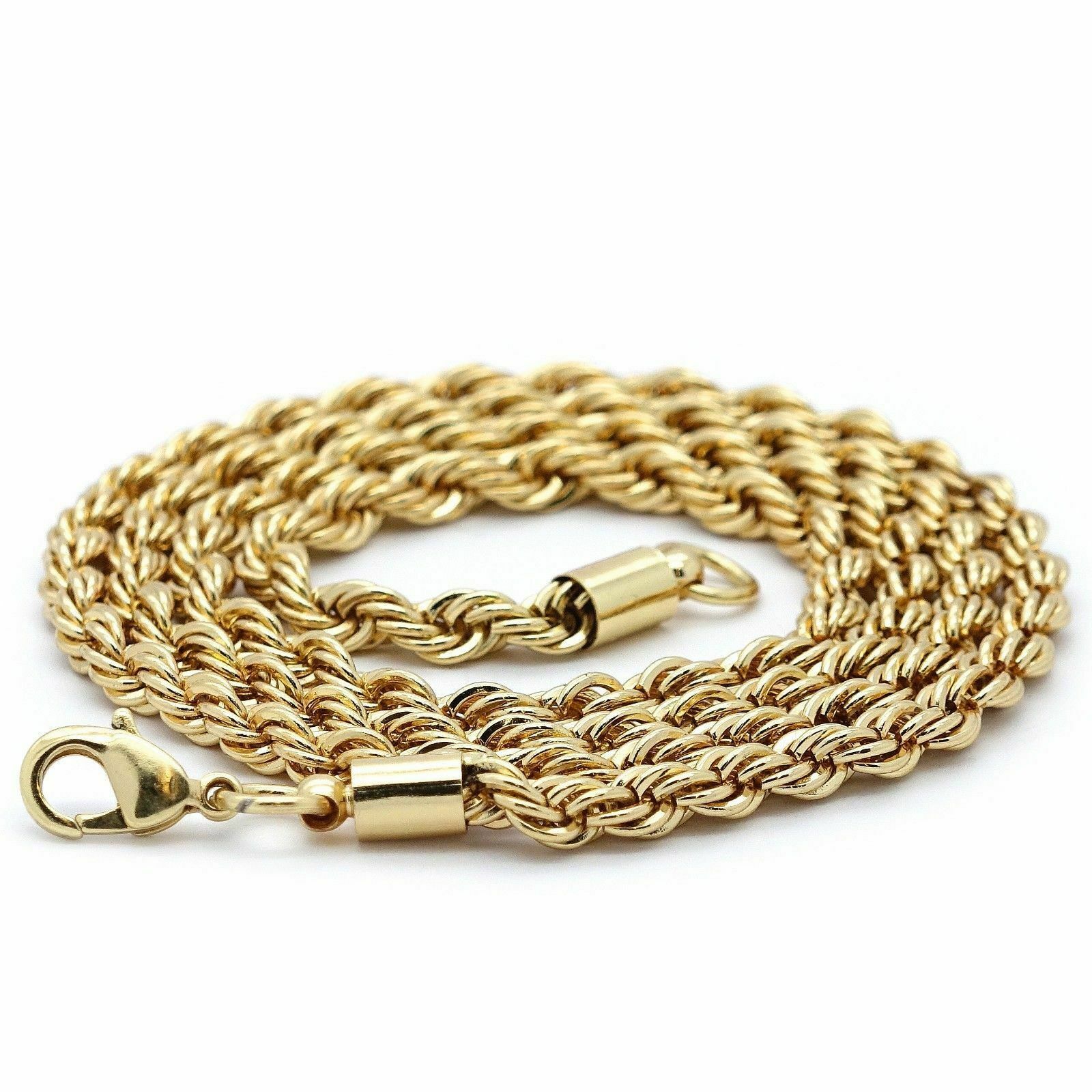 Gold Plated Broken Heart 24" Rope Chain/Stainless Steel Huggie Hoop Thin Earrings Set