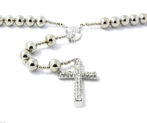 SILVER 15mm  GUADALUPE ROSARY