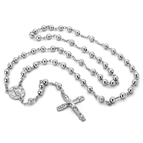 SILVER ROUND GUADALUPE ROSARY