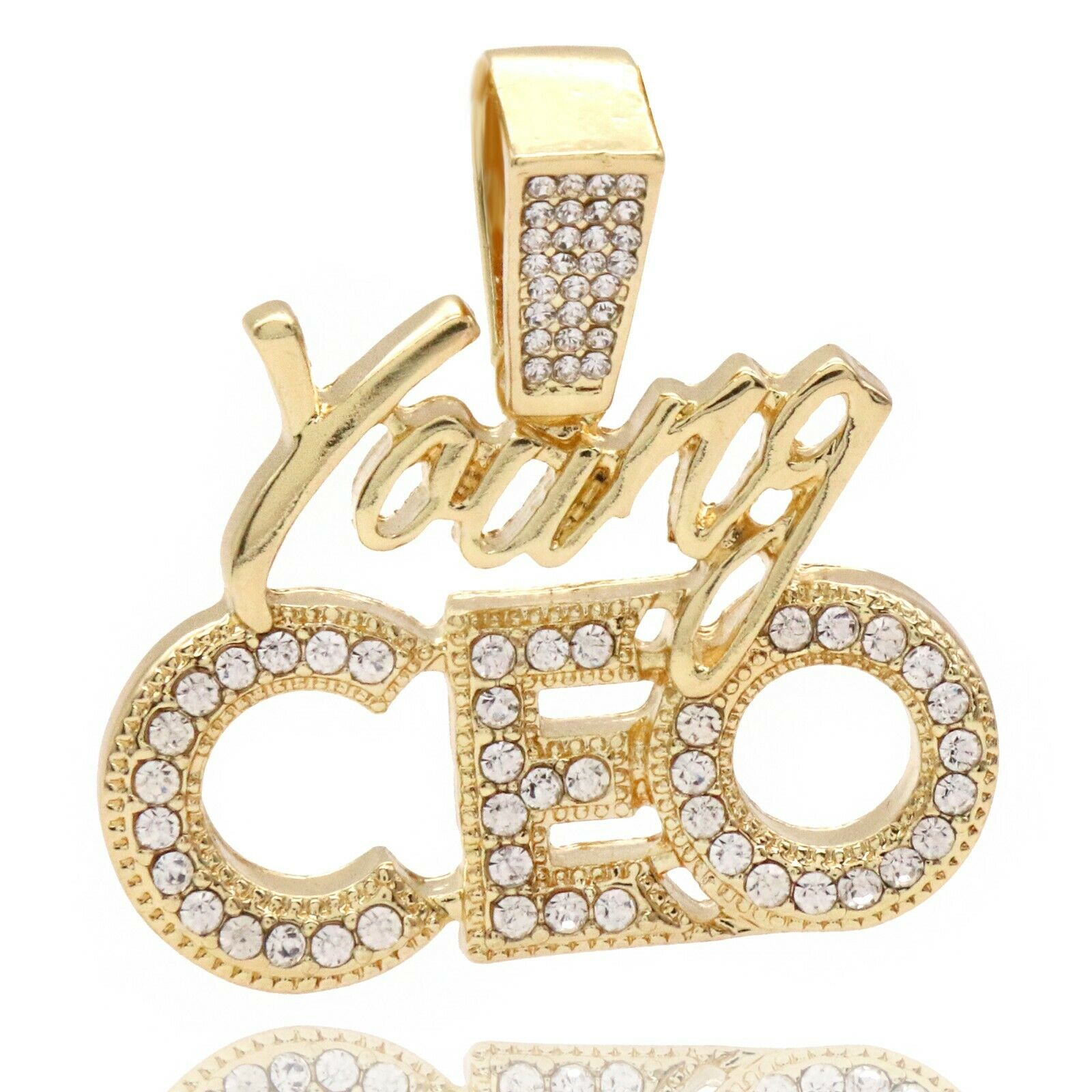 Young CEO 4 Pcs Set Cuban, Tennis Clear Cz & Rope Chain Bundle Gold PT