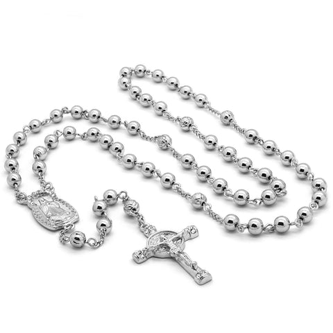 SILVER GUADALUPE ROSARY