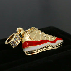 23 & Cherry Shoe Pendant Men's Gold Plated 24" Rope Chain Hip-Hop Necklace