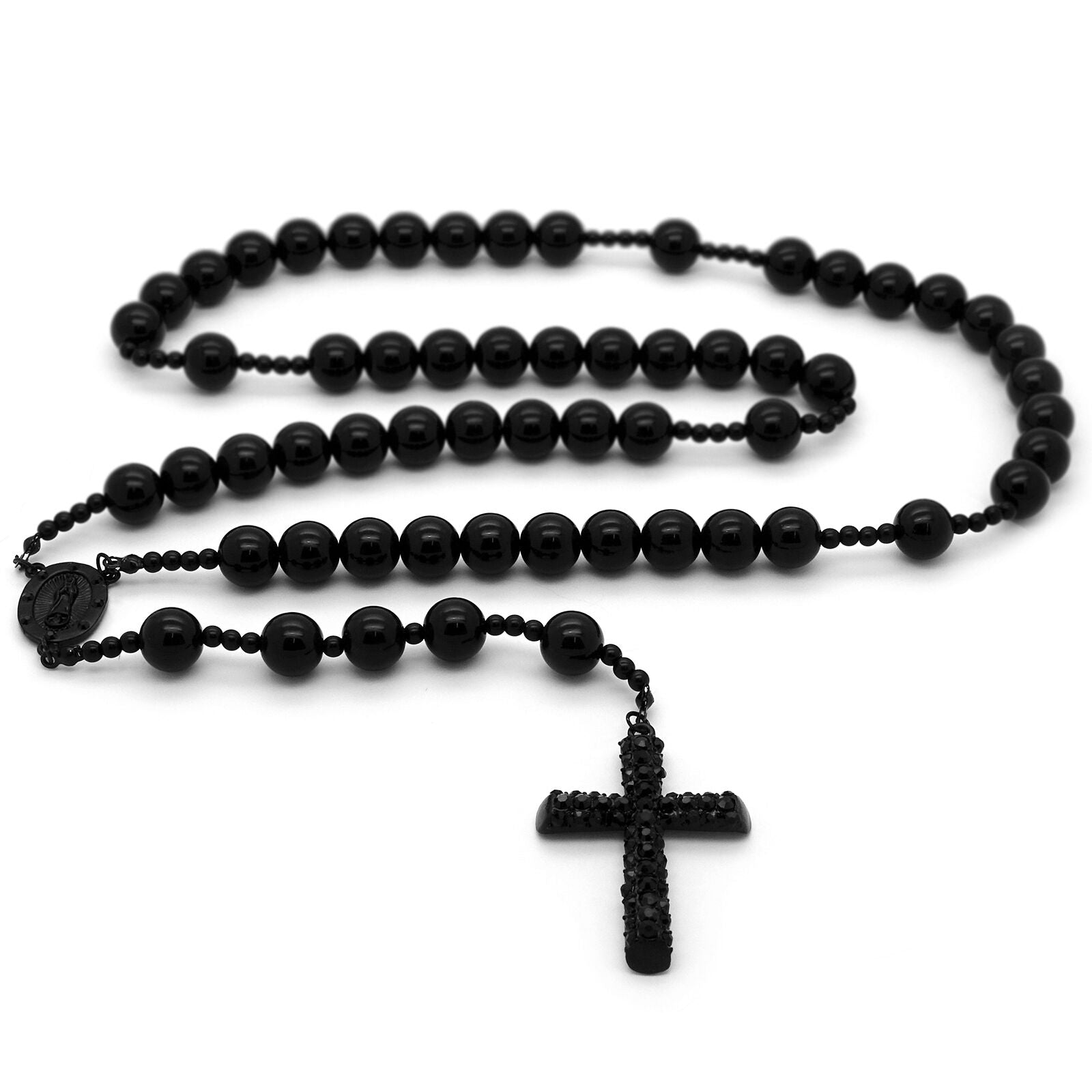 BLACK 15mm  GUADALUPE ROSARY
