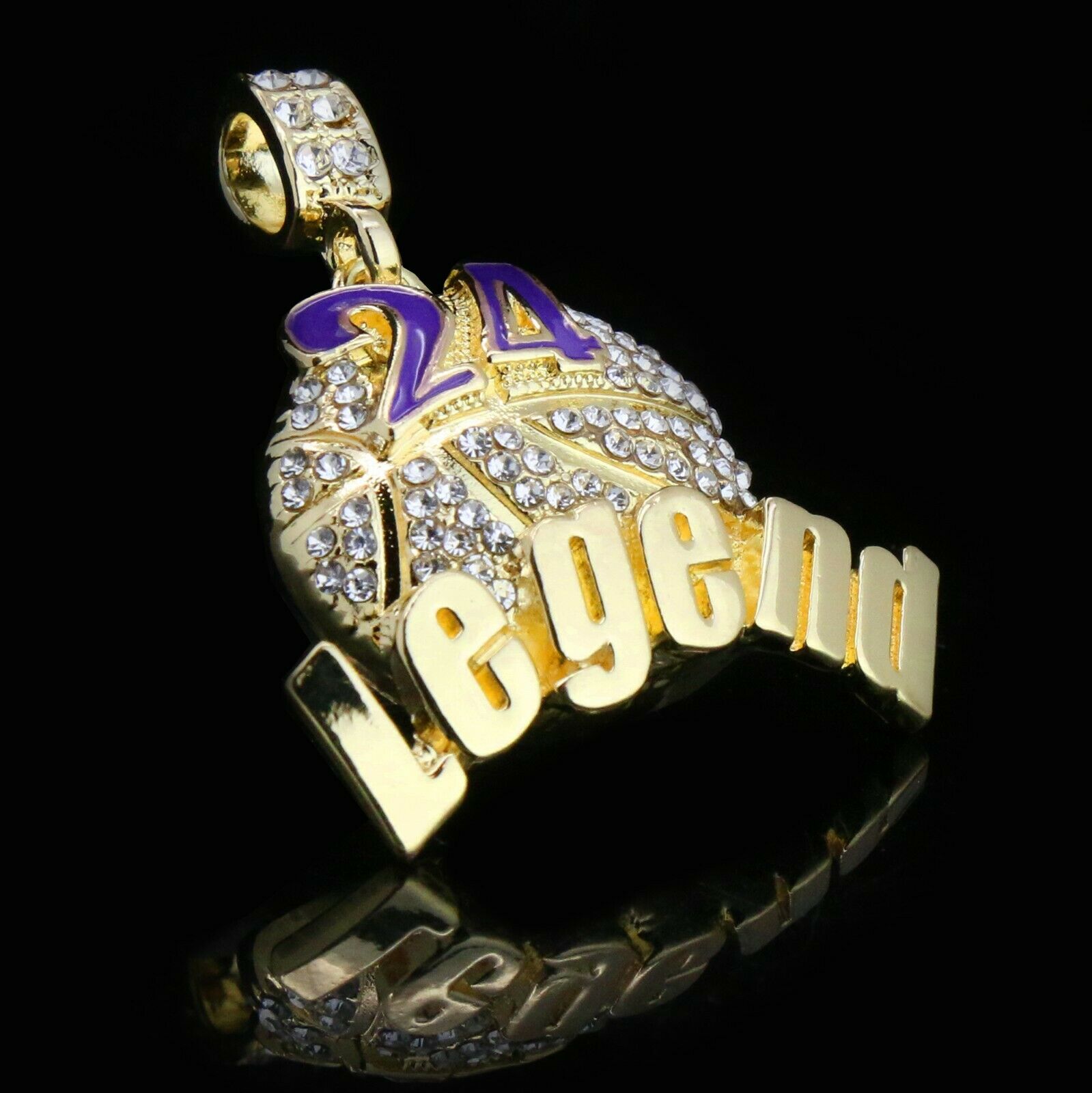 Gold / Purple #24 Legend Basketball Pendant with Rope Chain