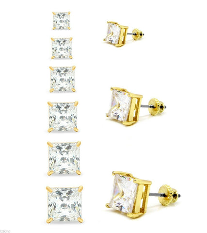 Gold Cz Square Cubic 6pcs