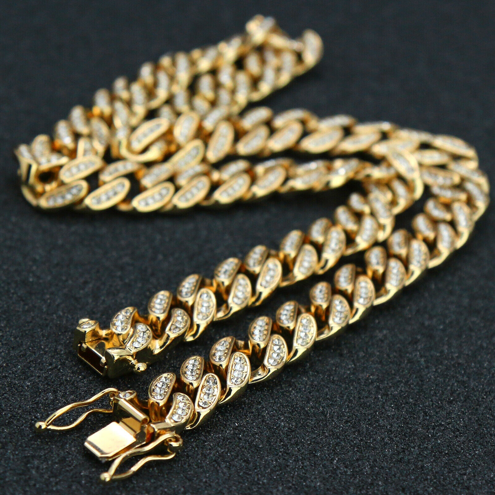 High Fashion Gold Plated 20" Fully Cz Cuban Choker Tennis Chains & Mad Face Dog Pendant